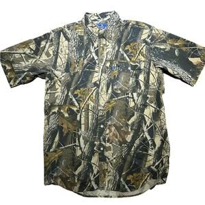 Beretta Mens Large Short Sleeve Cotton Camo Realtree Hardwood Vented Shirt